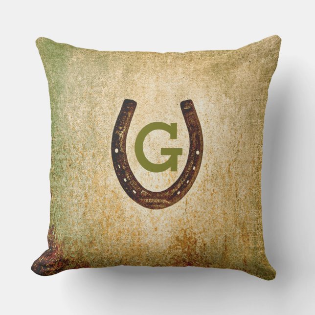 Coussin Monogramme initial du fer à cheval pour personnali (Recto)