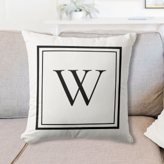 Coussin Monogramme Initial Personnalisé Classique Nom