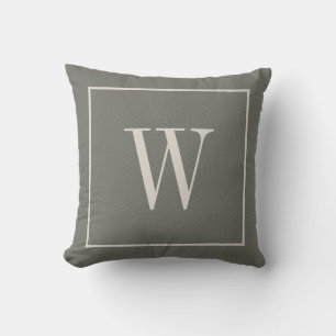 Coussin Monogramme Initial Personnalisé Rustique Chic Vert