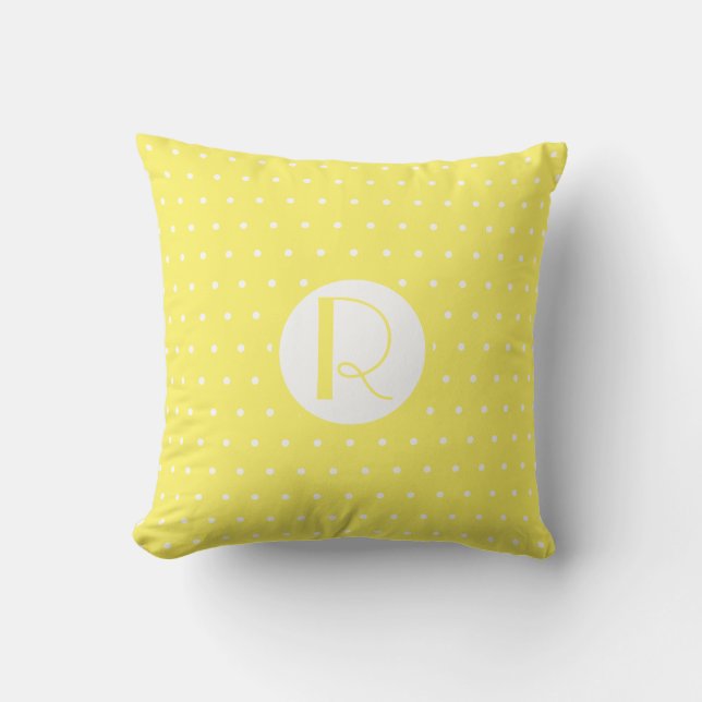 Coussin Monogramme initial Pois jaune vif (Recto)