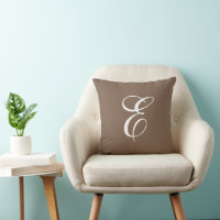 Monogramme Initial Script Brun Clair et Blanc