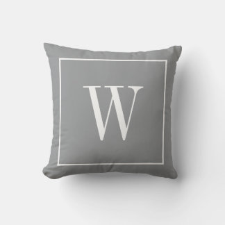 Coussin Monogramme Initial Stylé Moderne Tendance Gris Bla