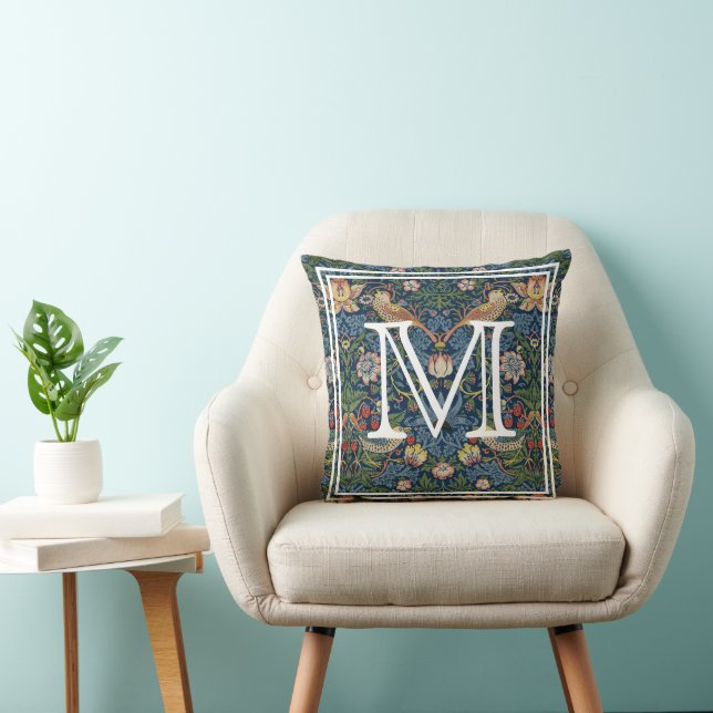 Coussin Monogramme Initial William Morris Strawberry Thief (Chaise)