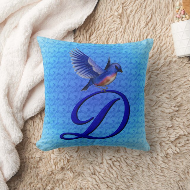 Coussin Monogramme initiale D Bluebird (Couverture)