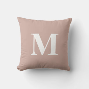 Coussin Monogramme initiale rose pâle blanc couleur modifi