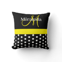 Monogramme jaune noir avec Pois blancs