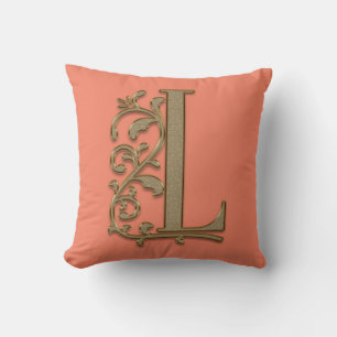 Coussin Monogramme L Saumon Bord de Mer Mariage Familial, 
