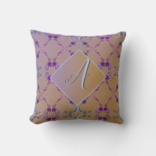 Coussin Monogramme Lavender Blush Coeurs Roses Fourre-tout