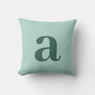 Coussin Monogramme Lettre Bleu Canard Minimaliste