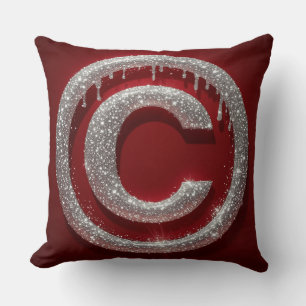 Coussin Monogramme lettre C pailleté Chrome Drip