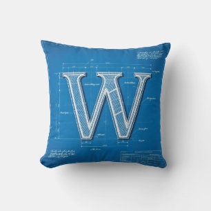 Coussin Monogramme lettre W plan