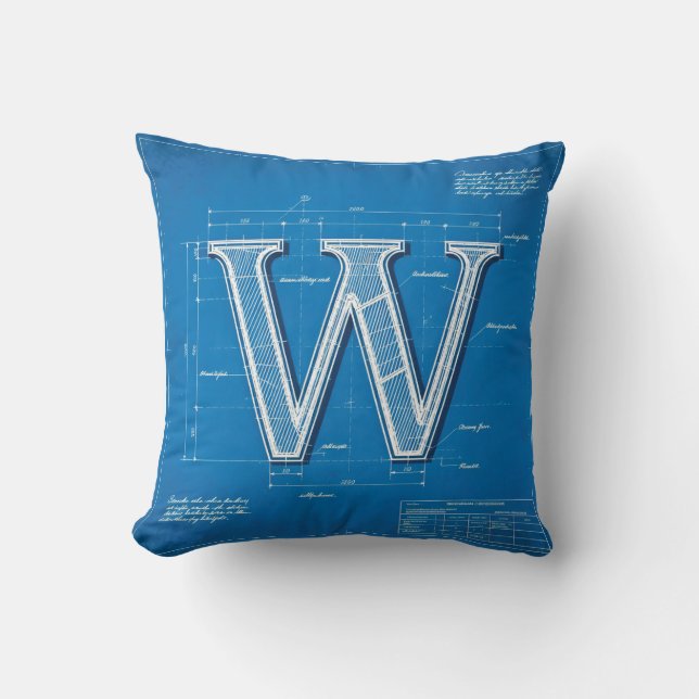 Coussin Monogramme lettre W plan (Recto)