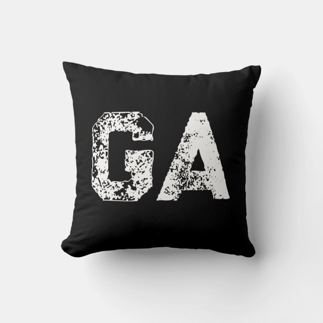Coussin Monogramme Lettres Initiales Noir Blanc Simple (Recto)