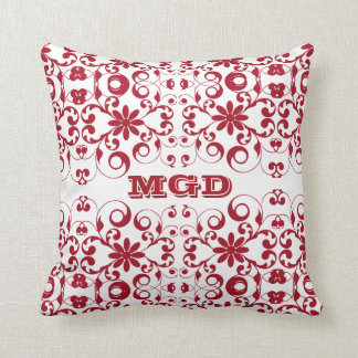 Coussin Monogramme minable et chic floral vintage de motif