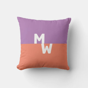 Coussin Monogramme minimaliste Carré Pastel QR Code