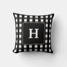 Coussin Monogramme moderne en noir et blanc
