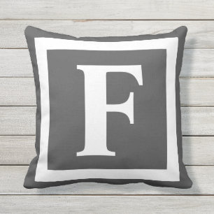 Coussin Monogramme moderne gris foncé initial