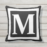 Monogramme moderne noir blanc encadré