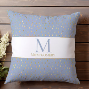 Coussin Monogramme Moderne Tendance Goutte de Pluie Or Ble