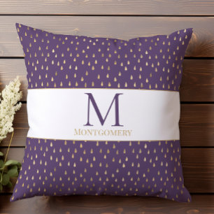 Coussin Monogramme Moderne Tendance Goutte de Pluie Or Vio
