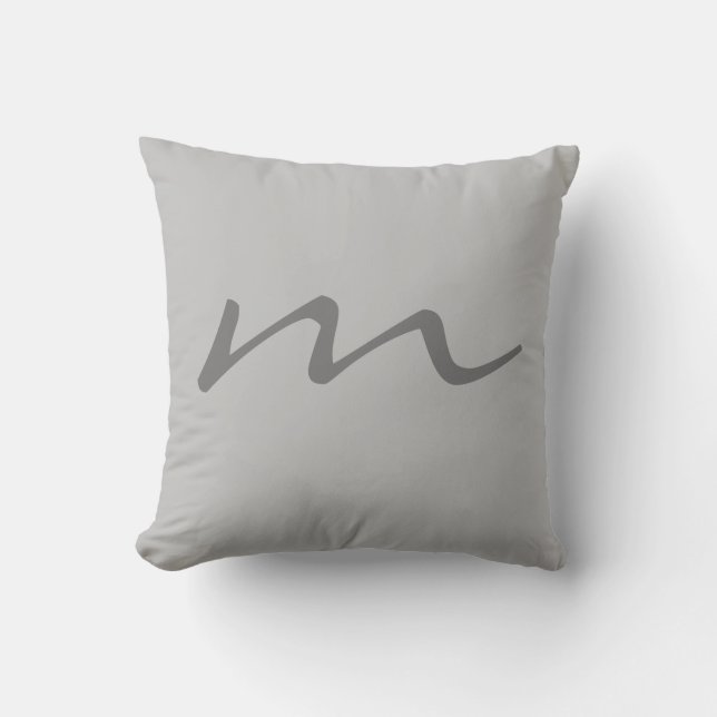 Coussin monogramme moderne tendance gris professionnel (Recto)