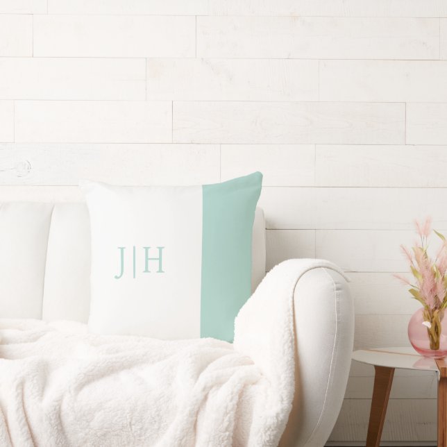 Coussin Monogramme - Monnaie préppie Vert large bande et b (Canapé)