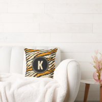 Monogramme Motif de rayures de tigre orange noir
