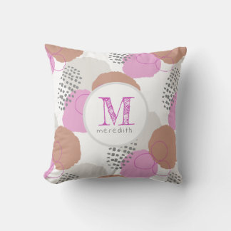 Coussin Monogramme Motif rose Abstrait moderne 