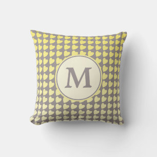 Coussin Monogramme Motif tendance gris-jaune
