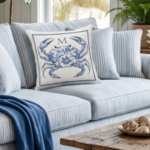 Monogramme nautique côtier au crabe bleu