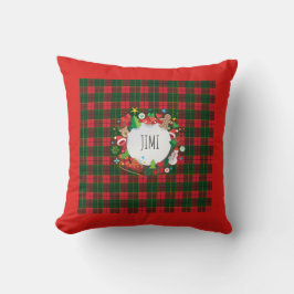 Coussin Monogramme Noël et Bonne Année Décor écossais