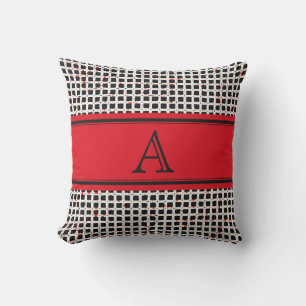 Coussin Monogramme noir blanc rouge Motif élégant