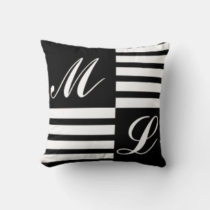 Coussin Monogramme noir et blanc