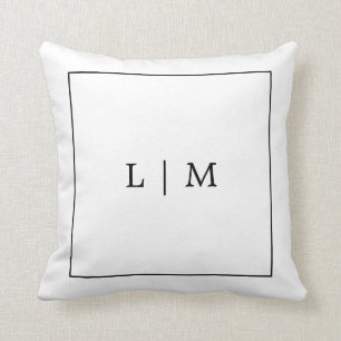 Coussin Monogramme noir et blanc Simple Classic Minimalist