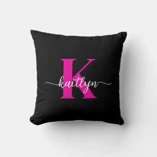 Coussin Monogramme noir rose
