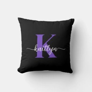 Coussin Monogramme noir violet