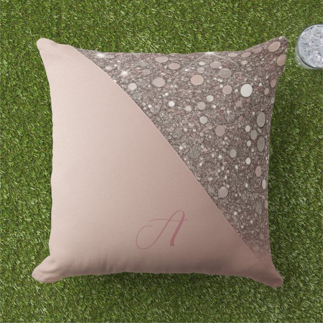 Coussin Monogramme Or Rose Élégant (Herbe)