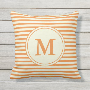 Coussin Monogramme orange et beige