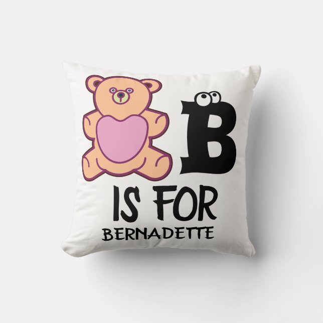 Coussin Monogramme personnalisé B pour ours drôle animal m (Recto)