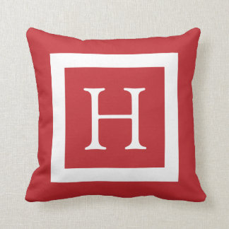 Coussin Monogramme personnalisé blanc rouge