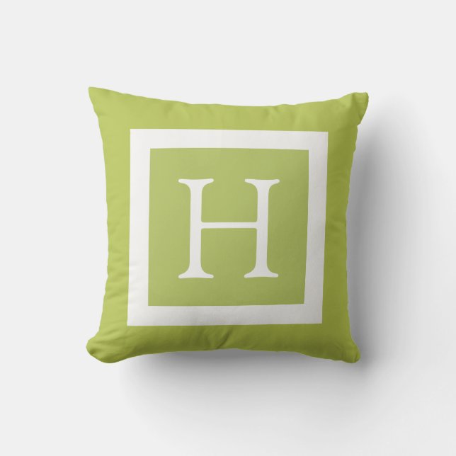 Coussin Monogramme personnalisé blanc vert cime (Recto)