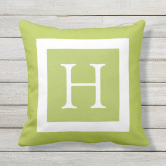 Coussin Monogramme personnalisé blanc vert cime