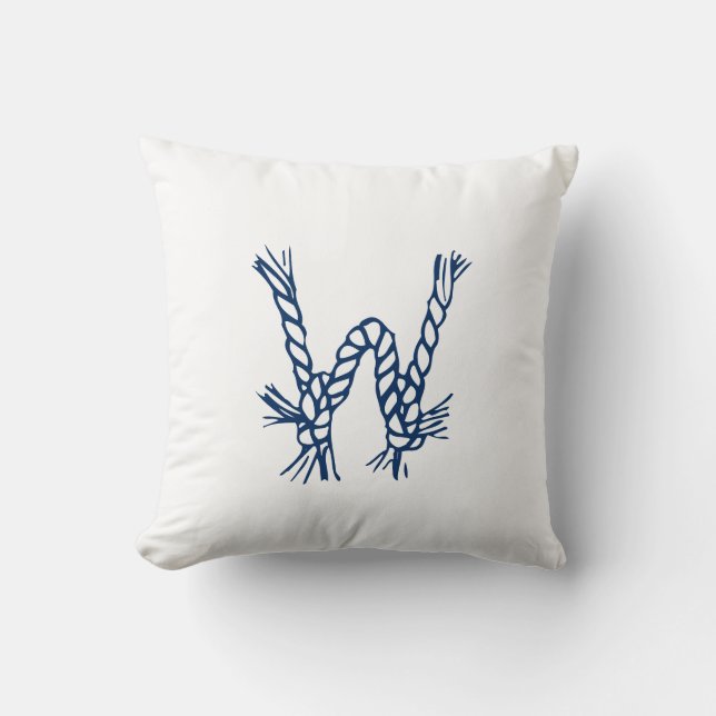 Coussin Monogramme personnalisé bleu blanc (Recto)