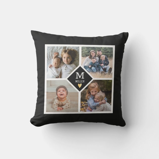 Coussin Monogramme personnalisé de la famille de collectio (Recto)