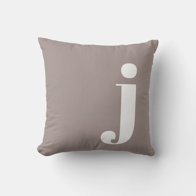 Coussin Monogramme personnalisé élégant Taupe initiale Ter (Recto)