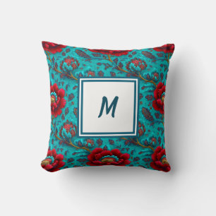 Coussin Monogramme Personnalisé – Élégante Florale Moderne