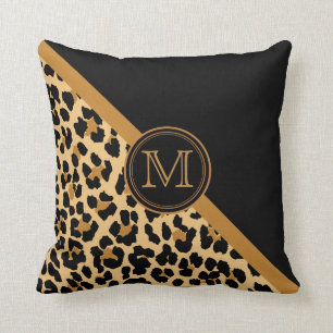 Coussin Monogramme personnalisé Empreinte de léopard él