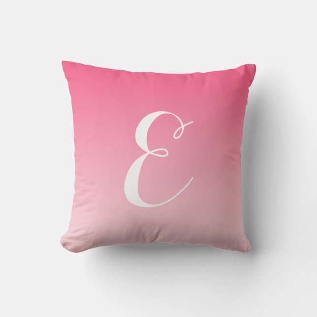 Coussin Monogramme personnalisé Fille moderne rose Ombre (Recto)