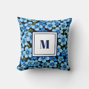Coussin Monogramme personnalisé – Floral moderne élégant