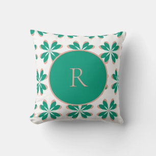 Coussin Monogramme personnalisé Flore verte